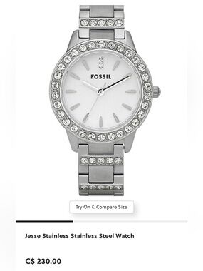 Fossil Silver Crystal-Accented Stainless Steel Watch
